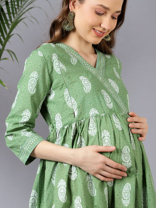 Green Mama Glow Maternity Dress - 