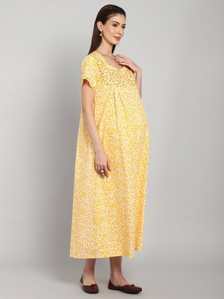 Lemon Spotted Maternity Maxi - 