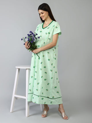 Light Green Floral Maternity Maxi - House Of Zelena