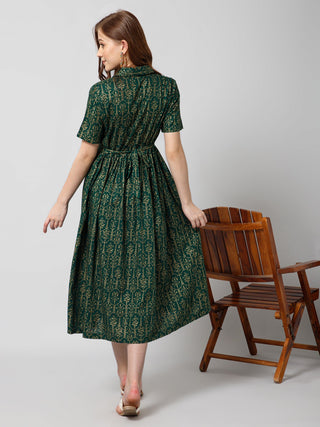 Luxe Green Zipless Maternity Dress with Pockets - House Of Zelena