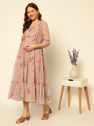 Maternity Photoshoot Special : Bridal Rose Gown with Pocket - House Of Zelena