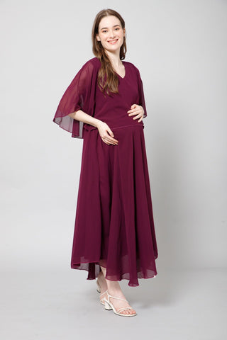 Maternity Photoshoot Special : Elegant Enchantment Purple Gown with Pocket - House Of Zelena