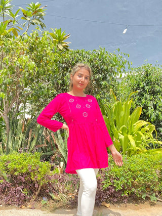 Pink Pizzaz Maternity Long Top - House Of Zelena™