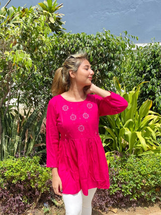 Pink Pizzaz Maternity Long Top - House Of Zelena™