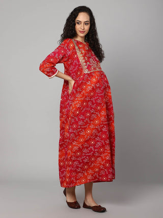Red Vermilion Maternity Dress - House Of Zelena