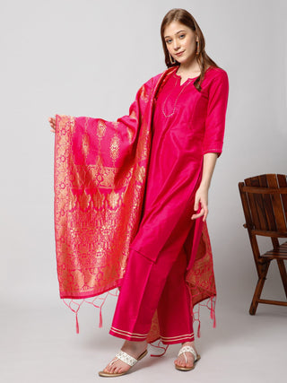 Roseate Pink Maternity Suit Set with Dupatta and Pocket - House Of Zelena