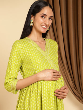 Spring Green Feeding & Maternity Dress