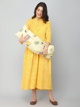 Yellow White Stripe Maternity Dress - House Of Zelena